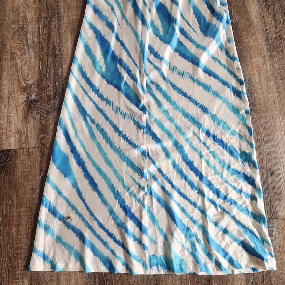 Retrofete Amika Dress in Blue Zebra Size XL Maxi Sleeveless Silk - Picture 9 of 13